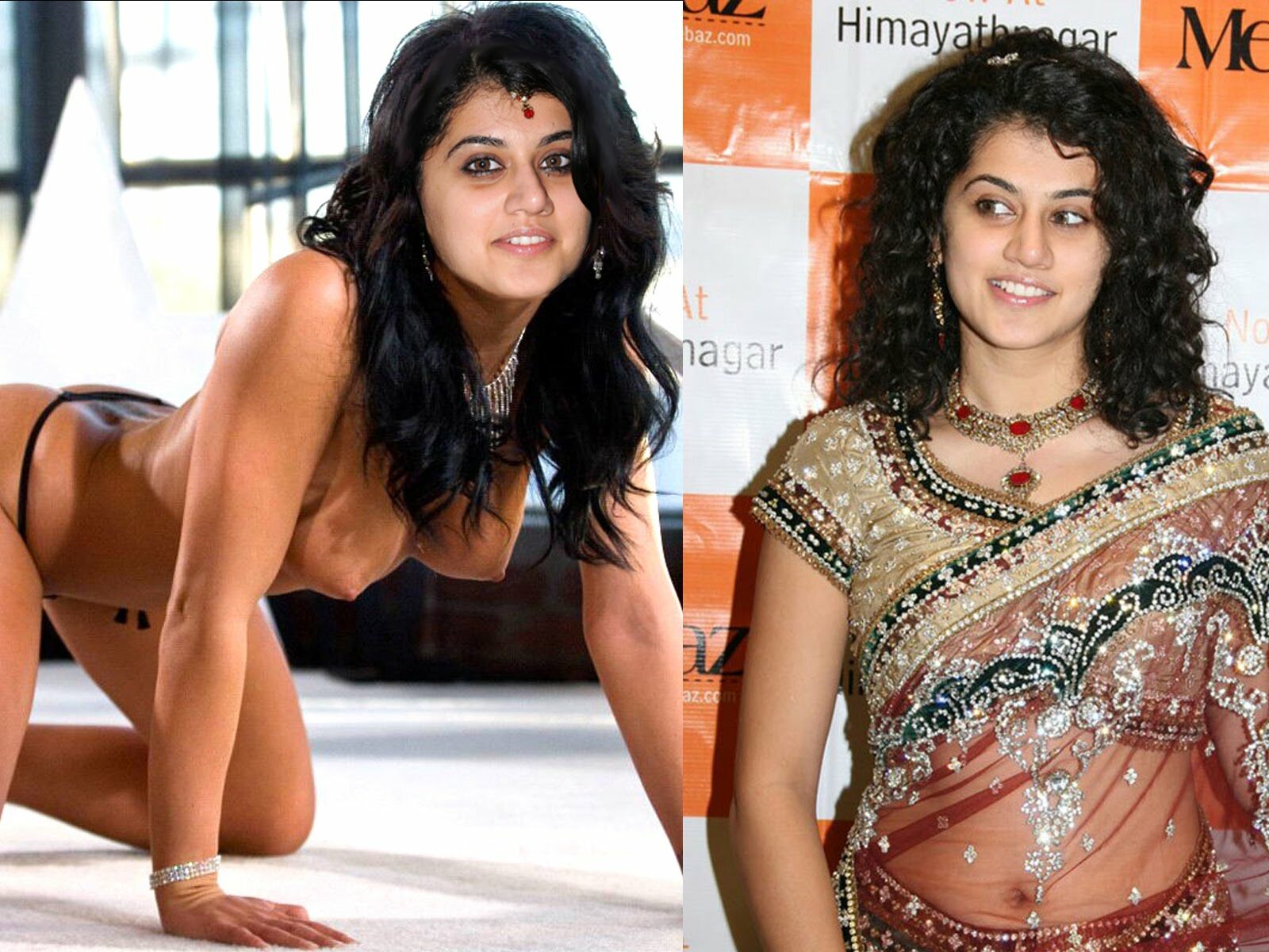 tapsee Nude and with Saree, Bolly Tube