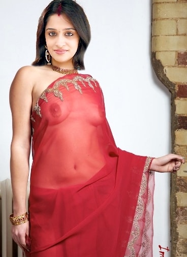 Deepika Samson nipple see through on transparent saree