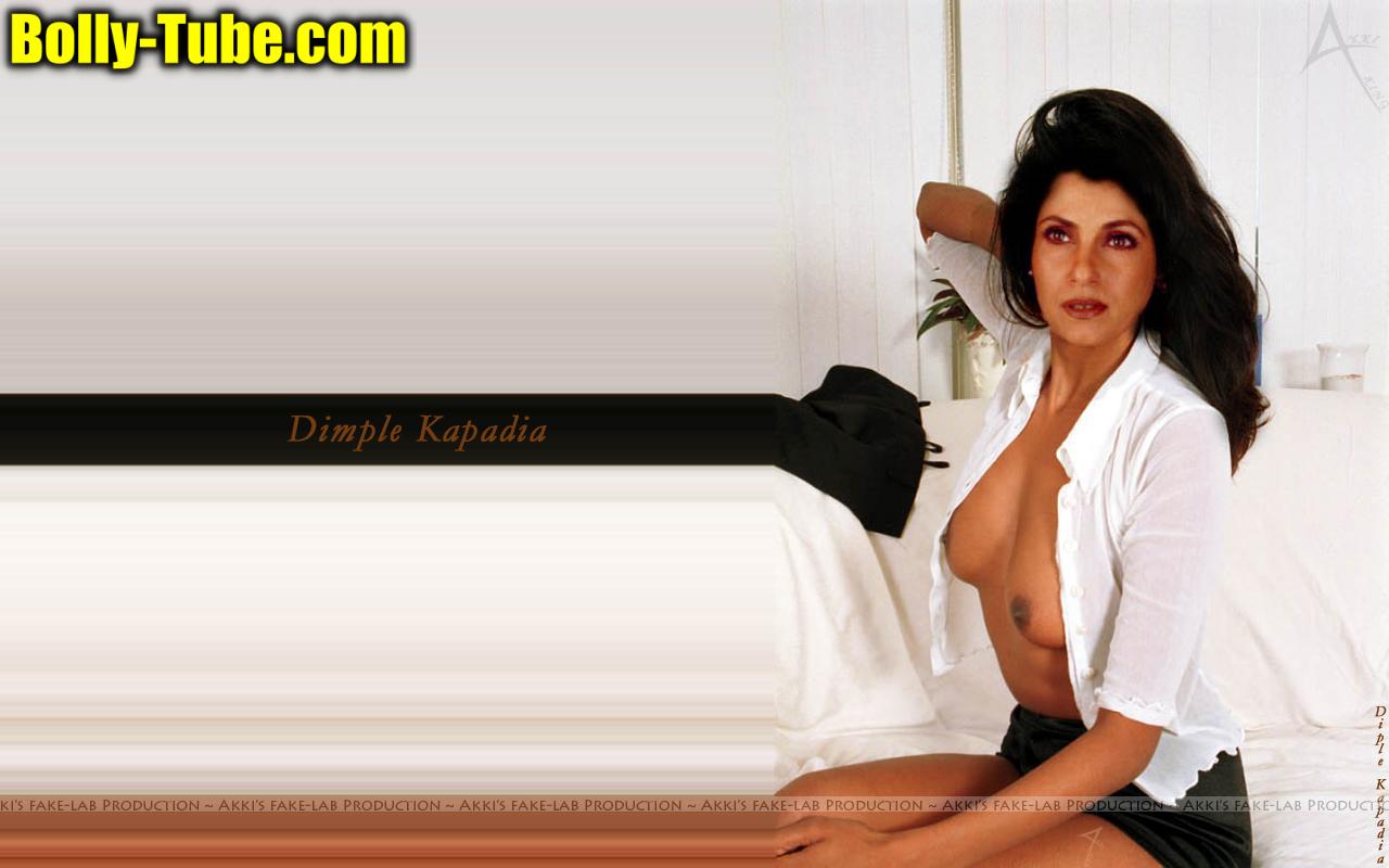 Dimple Kapadia Nude Showing her Boobs on the Sofa Fake Nude Bollywood Pics....