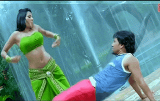 Monalisa green saree drop navel, Bolly Tube