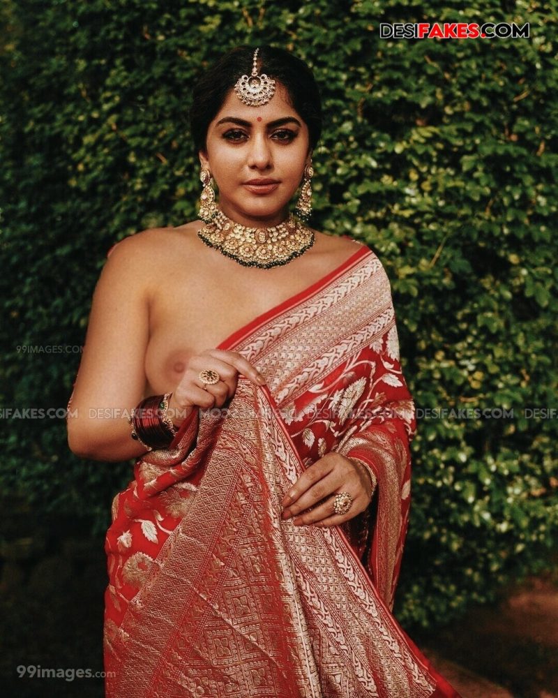 Meera Nandan small boobs nude nipple side show without bra blouse hot saree, Bolly Tube